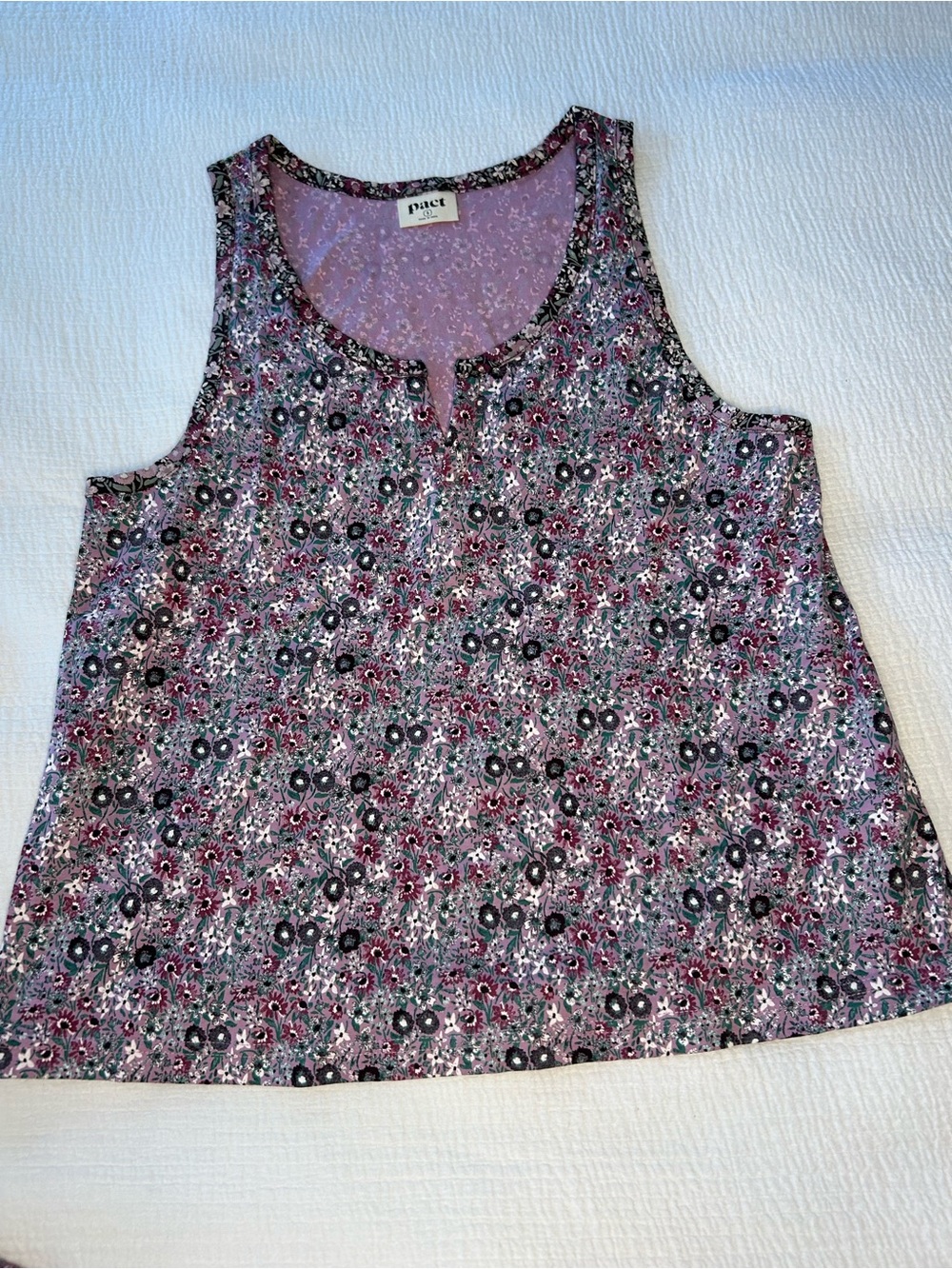 Pact Purple Floral Scoop Neck Tank